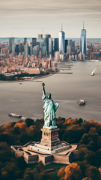 View of statue of liberty in new york city