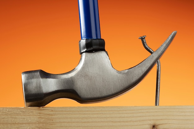 Free photo view of steel hammer for construction work with nails