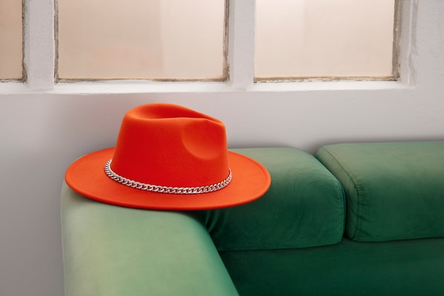 Free photo view of stylish fedora hat