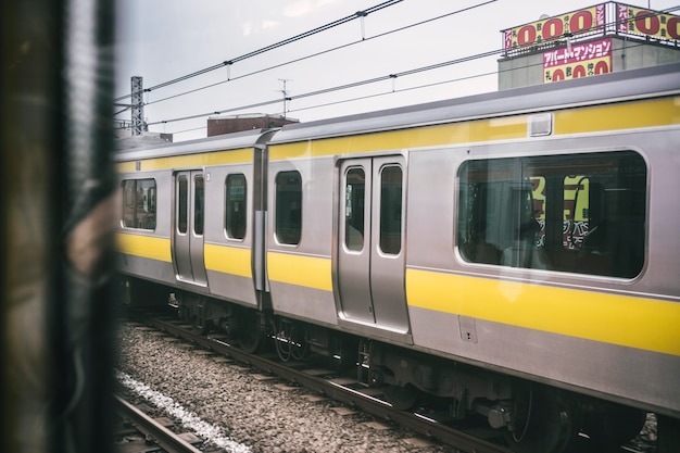 View of a subway train in the city