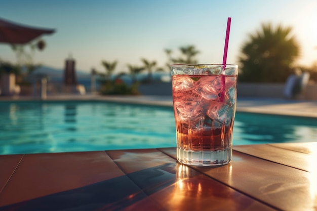 View of summer cocktail drink