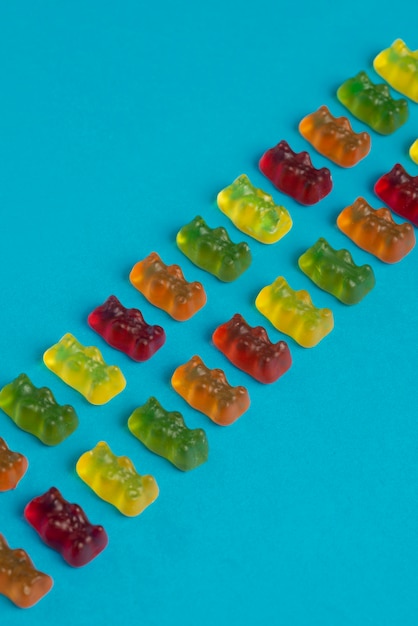 Free photo view of sweet and colorful gummy bears