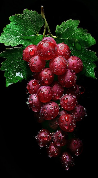 View of sweet and delicious red grapes