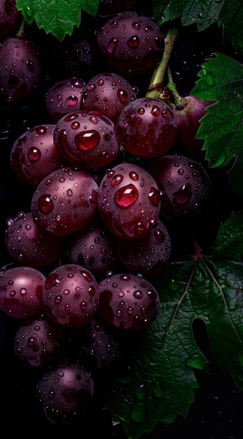 View of sweet and delicious red grapes