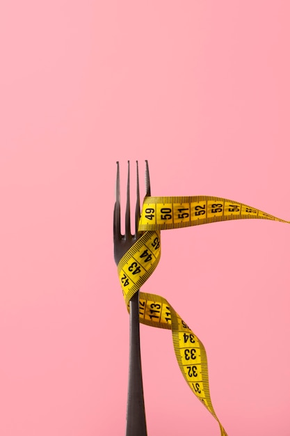 Free photo view of tape measure with fork