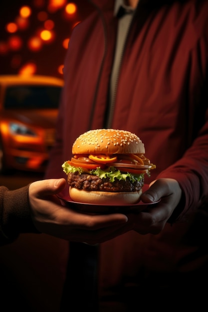 Free photo view of tasty burger with cheese and meat