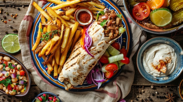 Free photo view of tasty shawarma dish