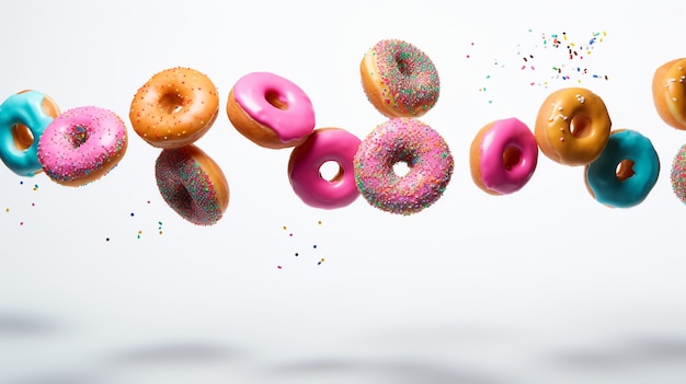 Free photo view of tasty sweet glazed donuts