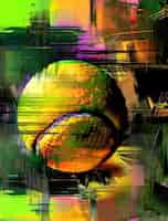 Free photo view of tennis ball with digital art effect