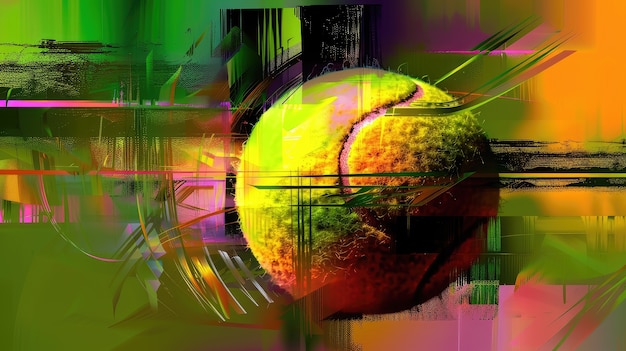 Free Photo view of tennis ball with digital art effect