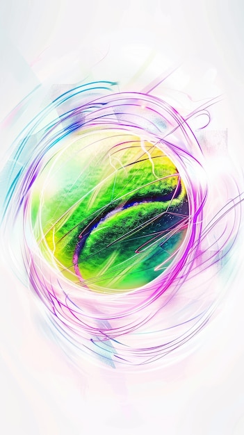 Free photo view of tennis ball with digital art effect