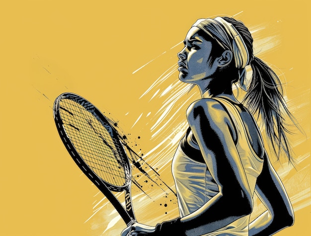 Free Photo view of tennis player with digital art style effect