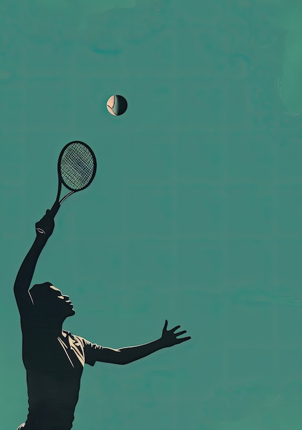 View of tennis player with digital art style effect