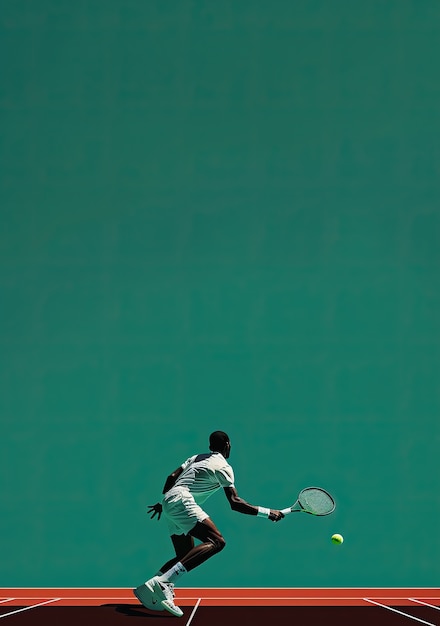 View of tennis player with digital art style effect