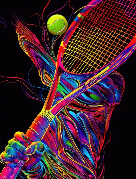 Free photo view of tennis player with digital art style effect