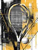 Free photo view of tennis racket with digital art effect