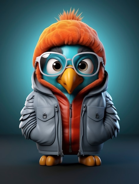 Free photo view of three dimensional animated cartoon bird