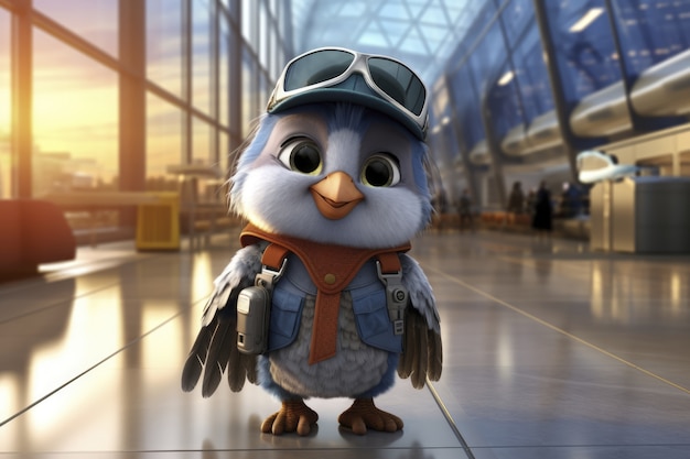 Free Photo view of three dimensional animated cartoon bird