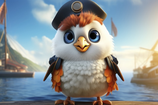 Free photo view of three dimensional animated cartoon bird