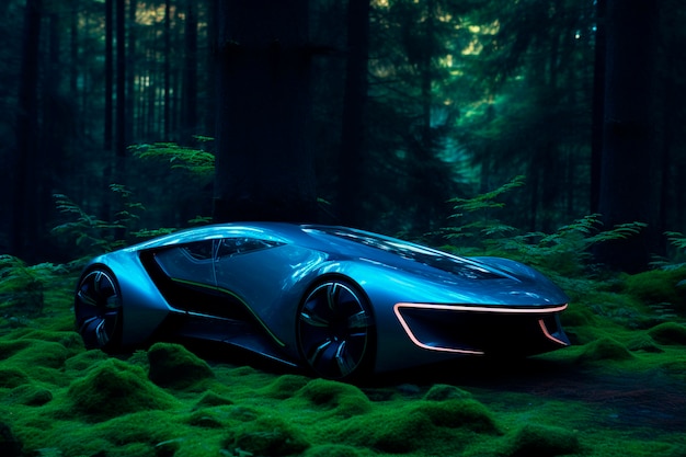 Free photo view of three-dimensional car with nature landscape