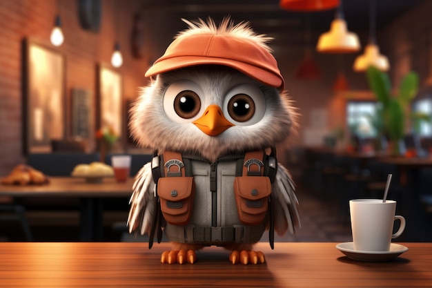 Free Photo view of three dimensional cartoon animated bird