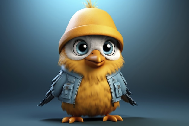 Free photo view of three dimensional cartoon animated bird