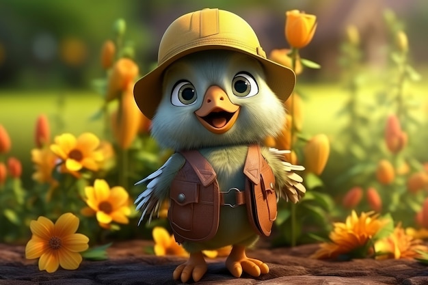 Free photo view of three dimensional cartoon animated bird