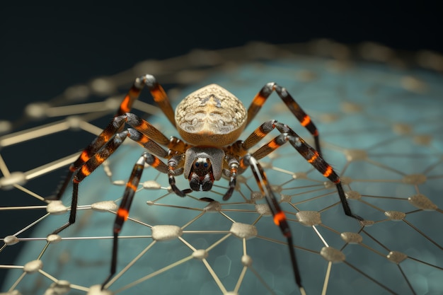 Free photo view of three-dimensional spider with legs and chelicerae