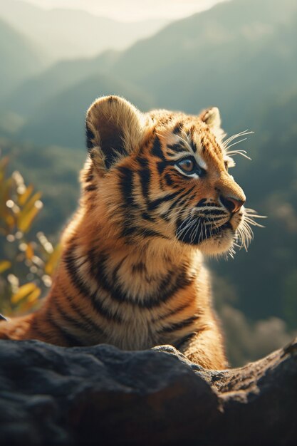 View of tiger cub in nature