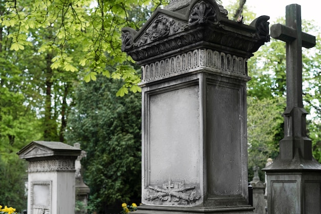 Free photo view of tombstones at the cemetery