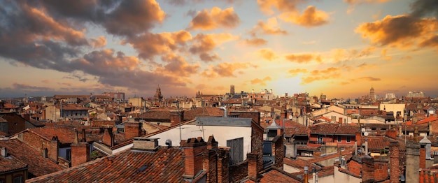 View of Toulouse roofs at sunset