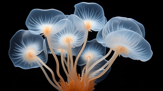 Free photo view of transparent mushrooms