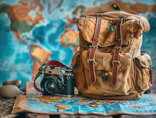 Free photo view of travel and adventure essentials