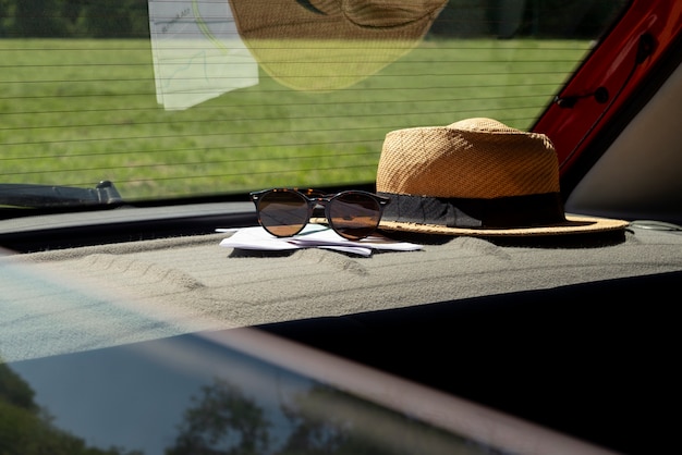 Free photo view of travel items inside car ready for trip