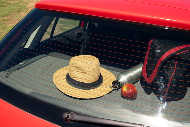 Free photo view of travel items inside car ready for trip