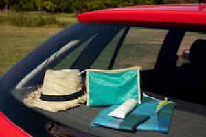 Free photo view of travel items inside car ready for trip