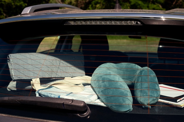 Free photo view of travel items inside car ready for trip