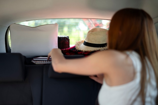 Free Photo view of travel items inside car ready for trip