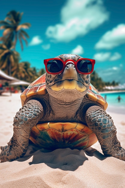 Free photo view of turtle at the beach in summer