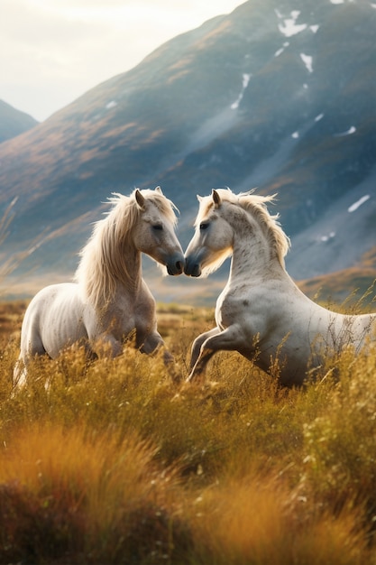 View of two horses in nature