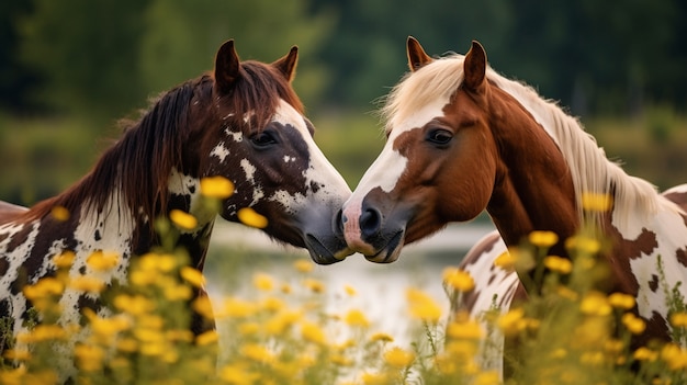 View of two horses in nature