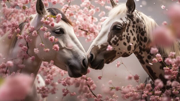 View of two horses in nature