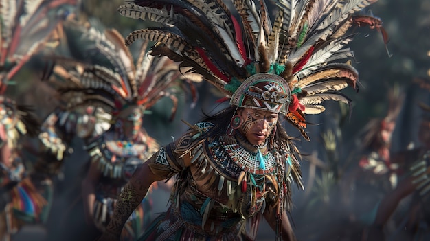 Free photo view of warrior and leader from the ancient maya and inca empire