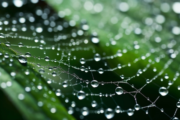 Free Photo view of water drops on spider web