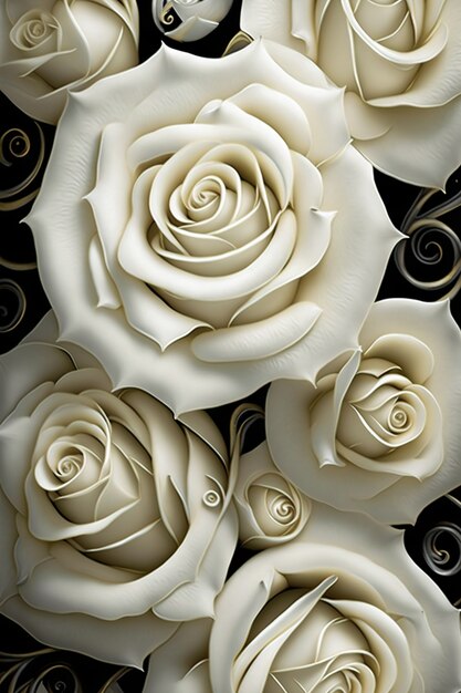 Above view white roses background