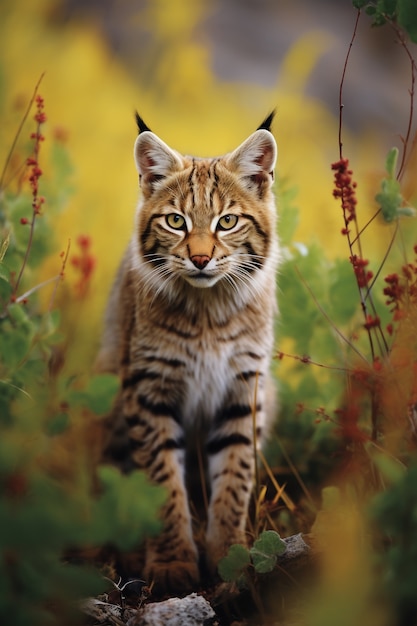 Free photo view of wild bobcat in nature