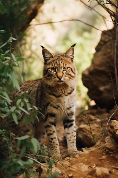 Free photo view of wild bobcat in nature