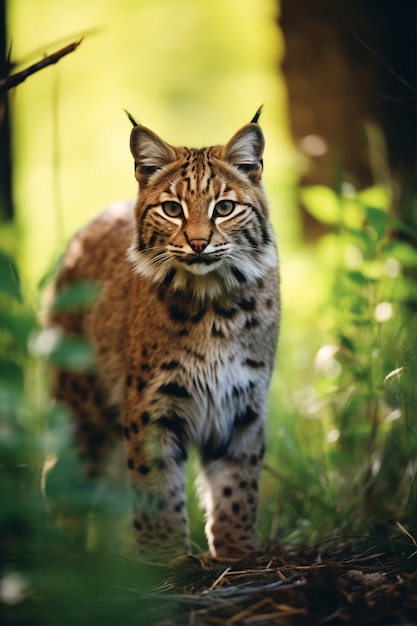 Free Photo view of wild bobcat in nature