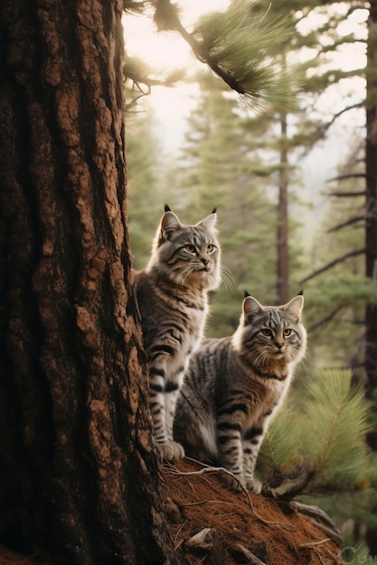 Free Photo view of wild bobcat in nature