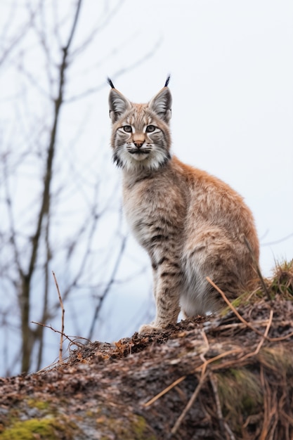 Free photo view of wild bobcat in nature